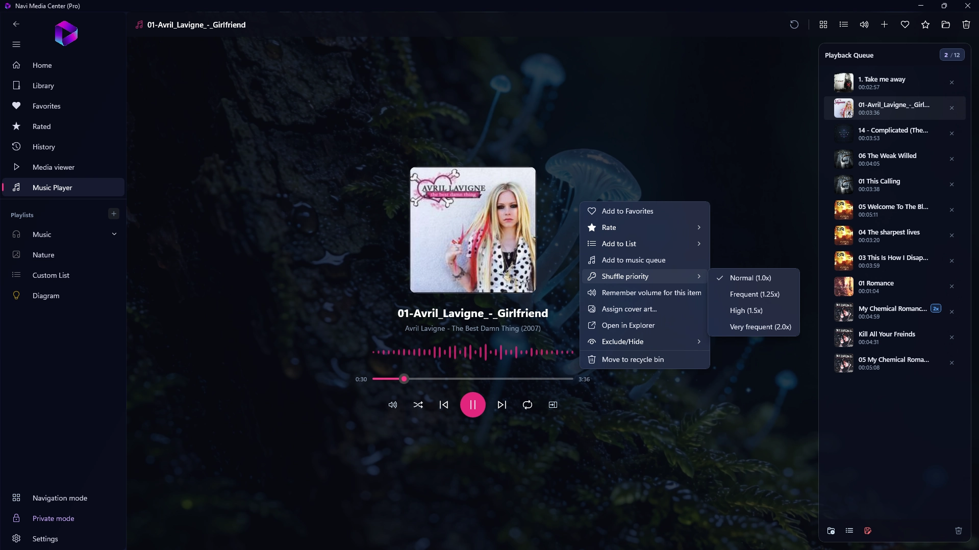 Dedicated Music Player & Weighted Shuffle